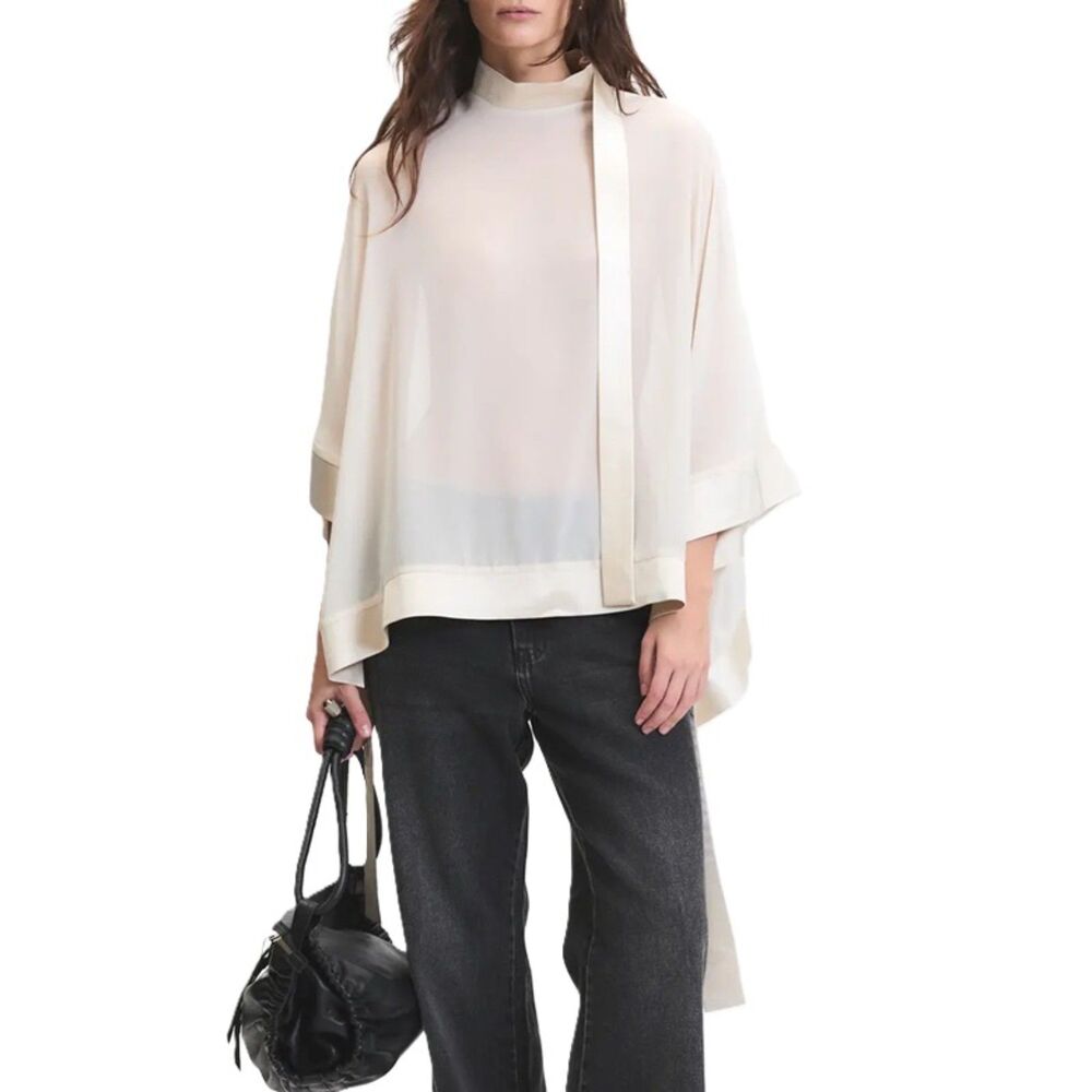 Deluc Carter Sheer Mock Neck Cream Top - Women's XS-S - New with Tags